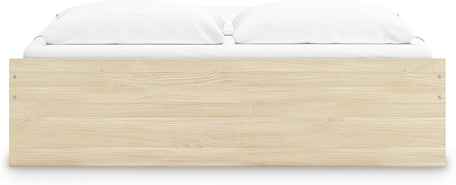 imageSignature Design by Ashley Onita Minimalist 4Drawer Full Platform Bed with 2 Side Storage Foundation or Box Spring Not Needed WhiteLight Brown