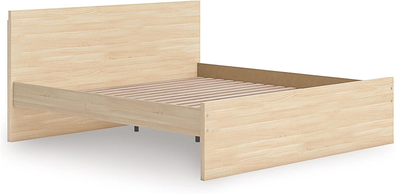 imageSignature Design by Ashley Onita Minimalist 4Drawer Full Platform Bed with 2 Side Storage Foundation or Box Spring Not Needed WhiteLight Brown