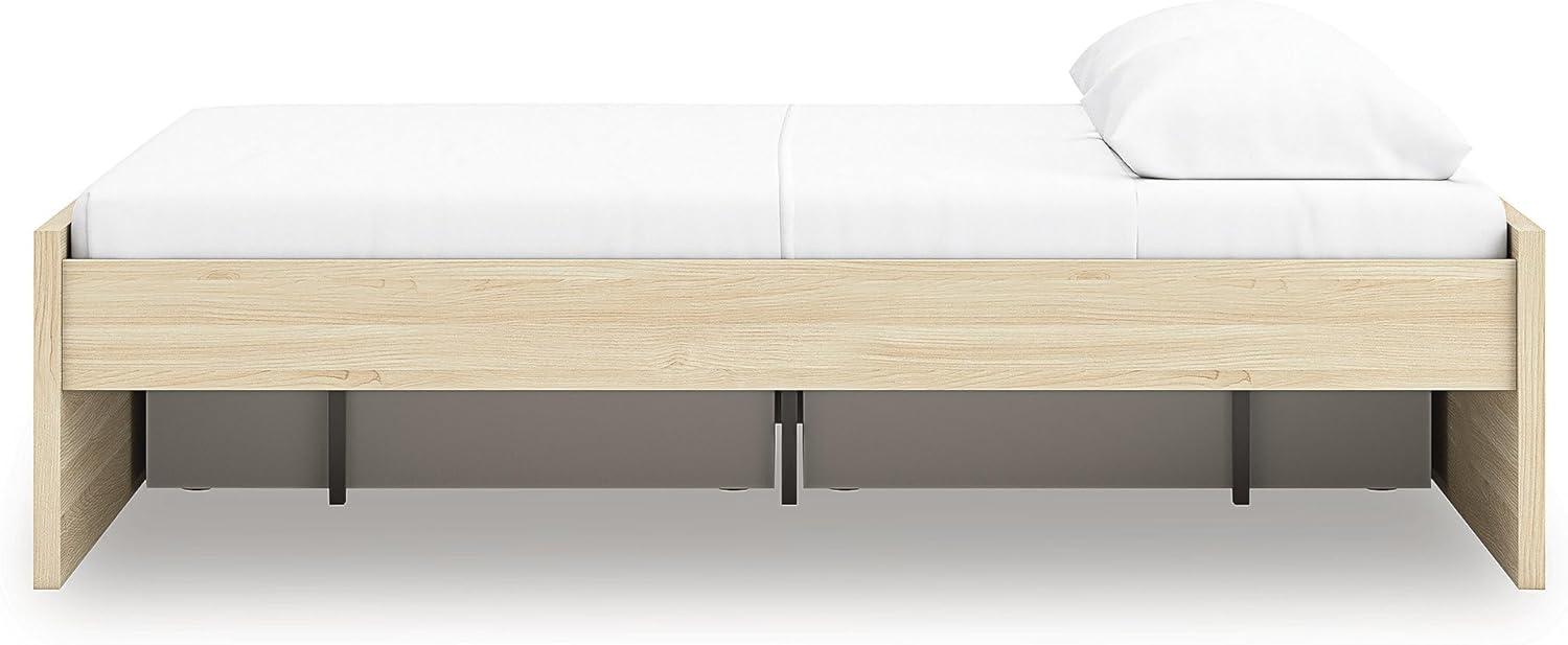 imageSignature Design by Ashley Onita Minimalist 4Drawer Full Platform Bed with 2 Side Storage Foundation or Box Spring Not Needed WhiteLight Brown