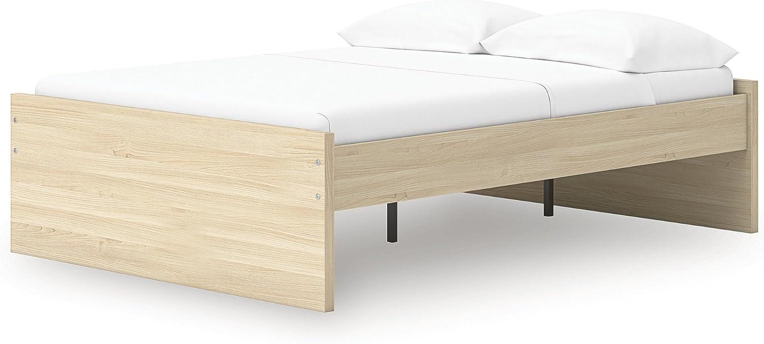 imageSignature Design by Ashley Onita Minimalist 4Drawer Full Platform Bed with 2 Side Storage Foundation or Box Spring Not Needed WhiteLight Brown