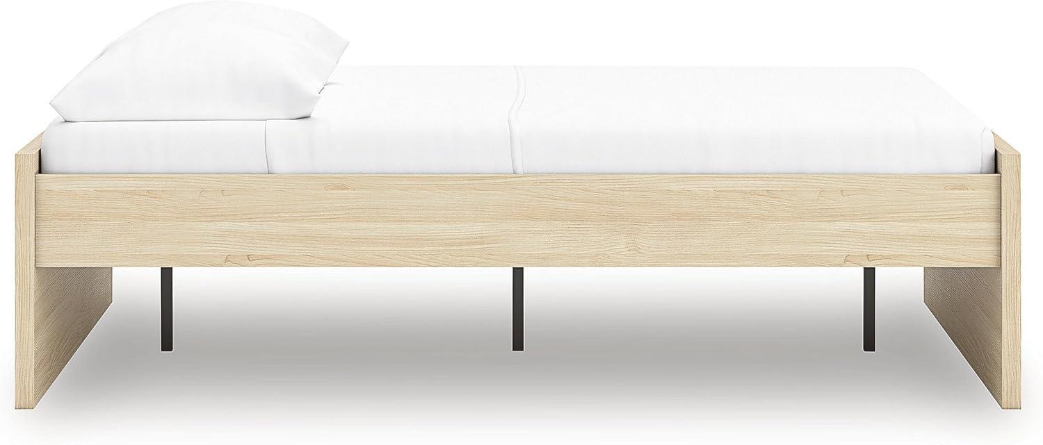 imageSignature Design by Ashley Onita Minimalist 4Drawer Full Platform Bed with 2 Side Storage Foundation or Box Spring Not Needed WhiteLight Brown