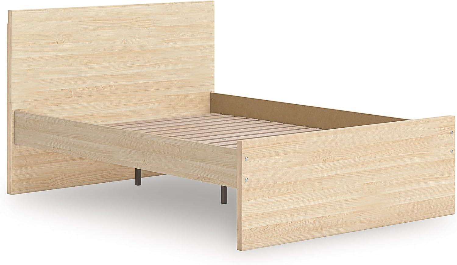 imageSignature Design by Ashley Onita Minimalist 4Drawer Full Platform Bed with 2 Side Storage Foundation or Box Spring Not Needed WhiteLight Brown