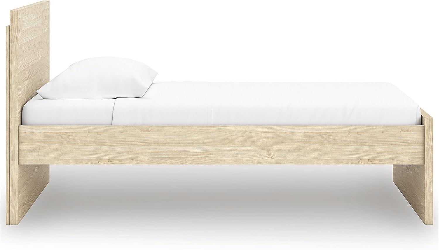 imageSignature Design by Ashley Onita Minimalist 4Drawer Full Platform Bed with 2 Side Storage Foundation or Box Spring Not Needed WhiteLight Brown