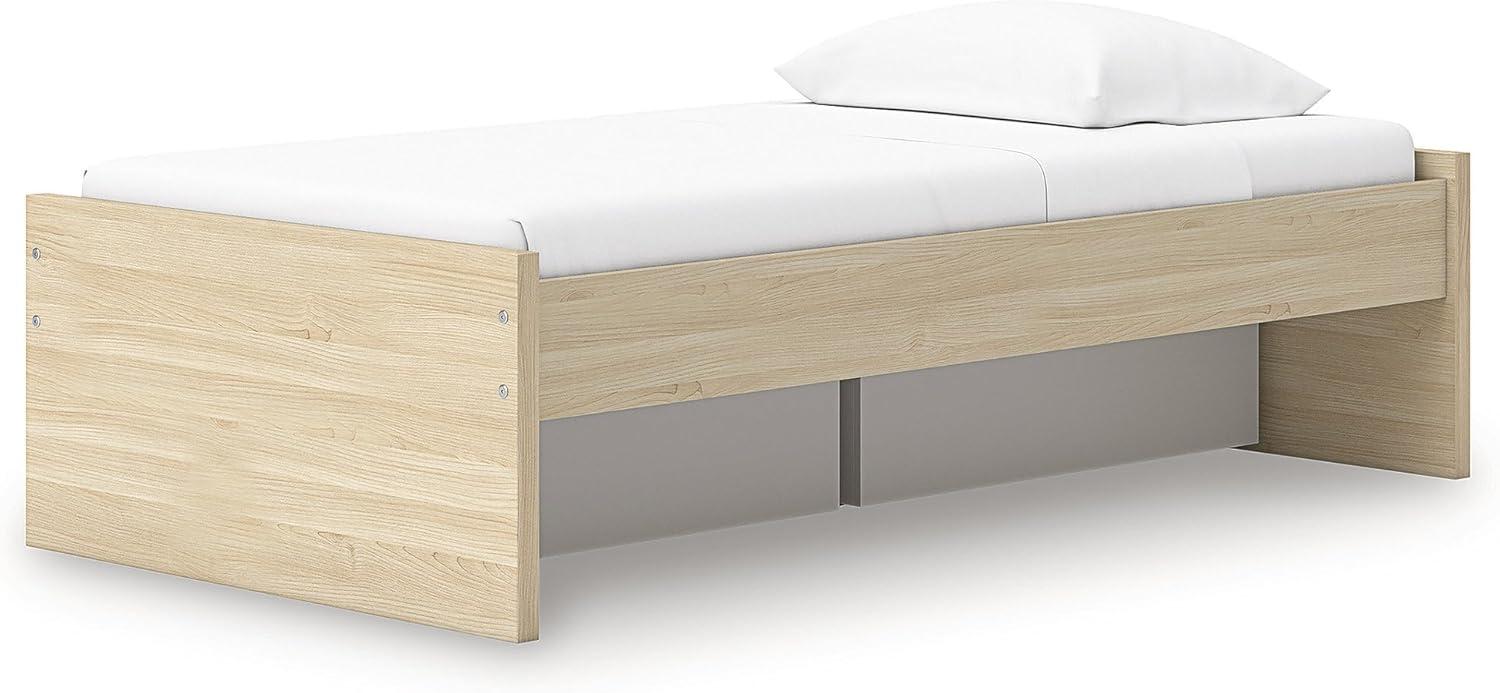 imageSignature Design by Ashley Onita Minimalist 4Drawer Full Platform Bed with 2 Side Storage Foundation or Box Spring Not Needed WhiteLight Brown