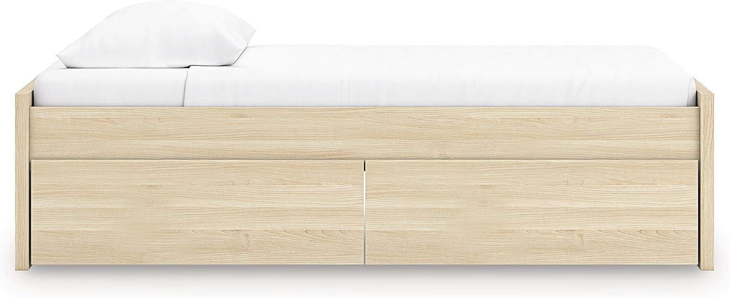 imageSignature Design by Ashley Onita Minimalist 4Drawer Full Platform Bed with 2 Side Storage Foundation or Box Spring Not Needed WhiteLight Brown