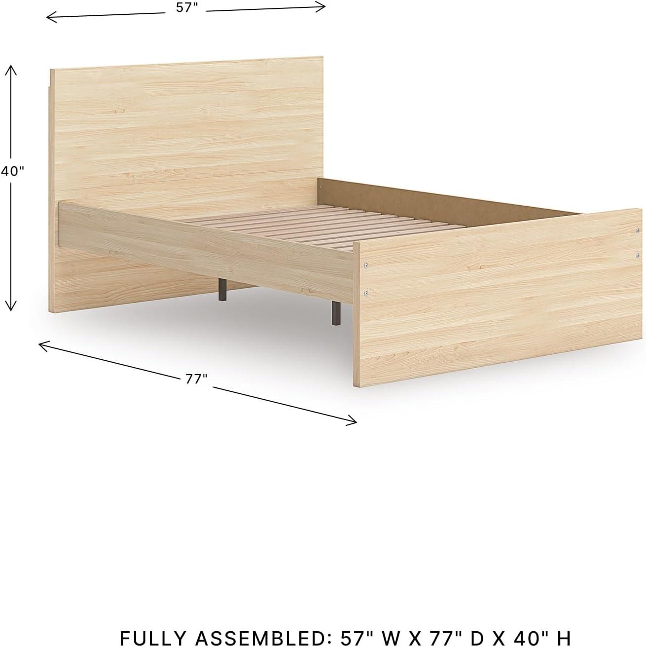 imageSignature Design by Ashley Onita Minimalist 4Drawer Full Platform Bed with 2 Side Storage Foundation or Box Spring Not Needed WhiteLight Brown