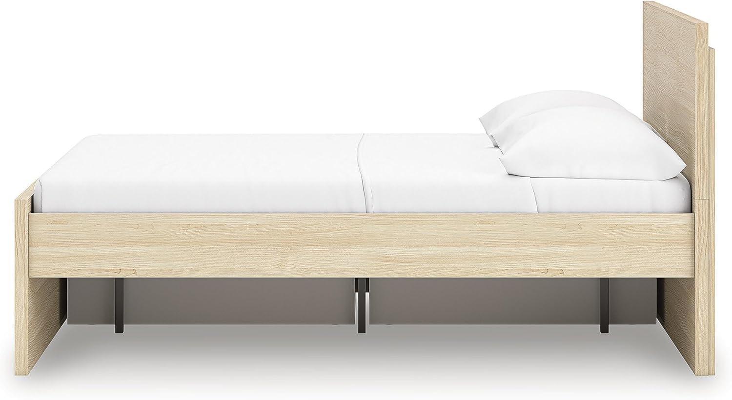 imageSignature Design by Ashley Onita Minimalist 4Drawer Full Platform Bed with 2 Side Storage Foundation or Box Spring Not Needed WhiteLight Brown