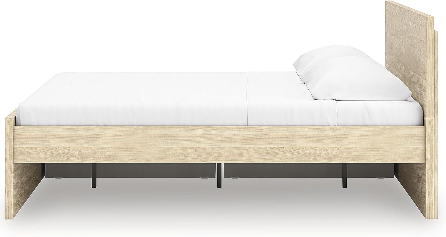 imageSignature Design by Ashley Onita Minimalist 4Drawer Full Platform Bed with 2 Side Storage Foundation or Box Spring Not Needed WhiteLight Brown