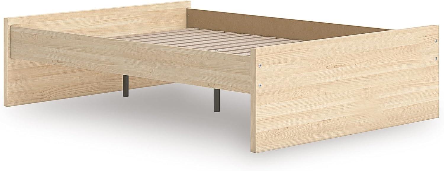 imageSignature Design by Ashley Onita Minimalist 4Drawer Full Platform Bed with 2 Side Storage Foundation or Box Spring Not Needed WhiteLight Brown