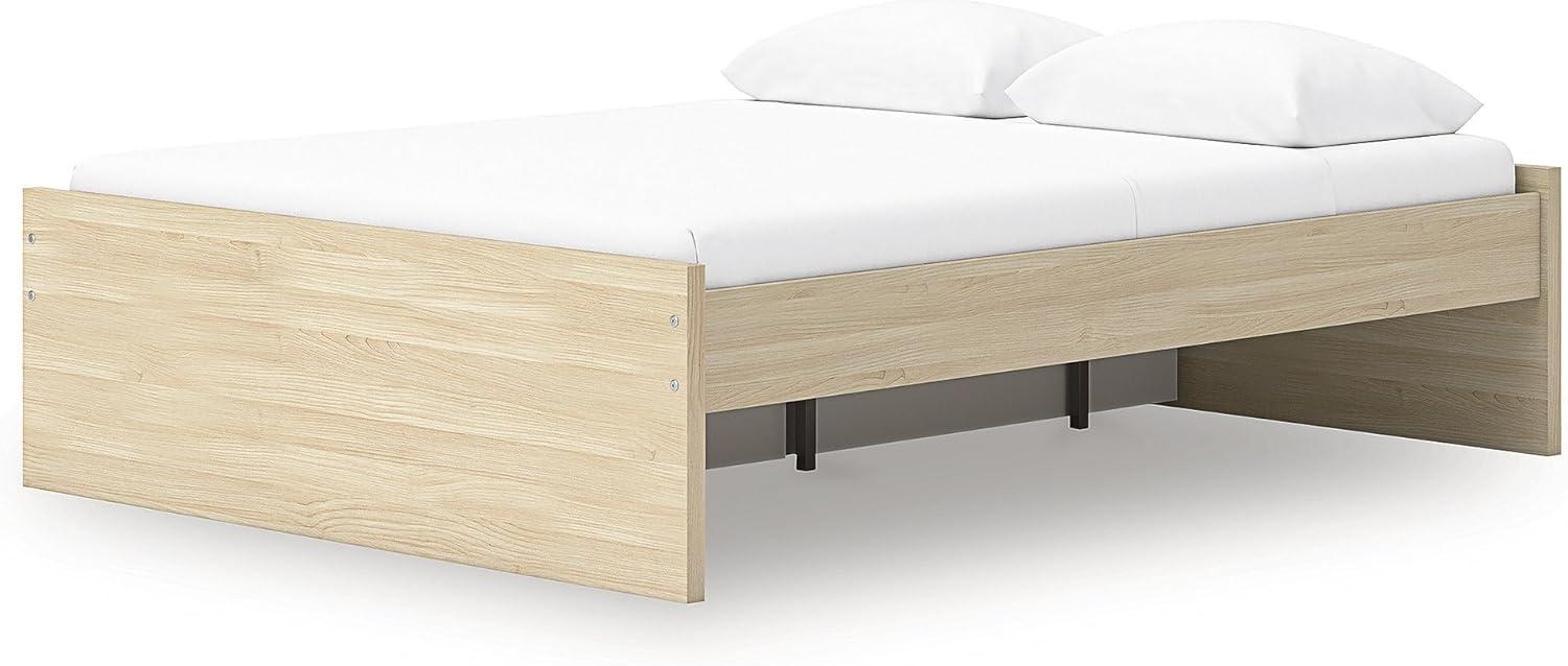 imageSignature Design by Ashley Onita Minimalist 4Drawer Full Platform Bed with 2 Side Storage Foundation or Box Spring Not Needed WhiteLight Brown
