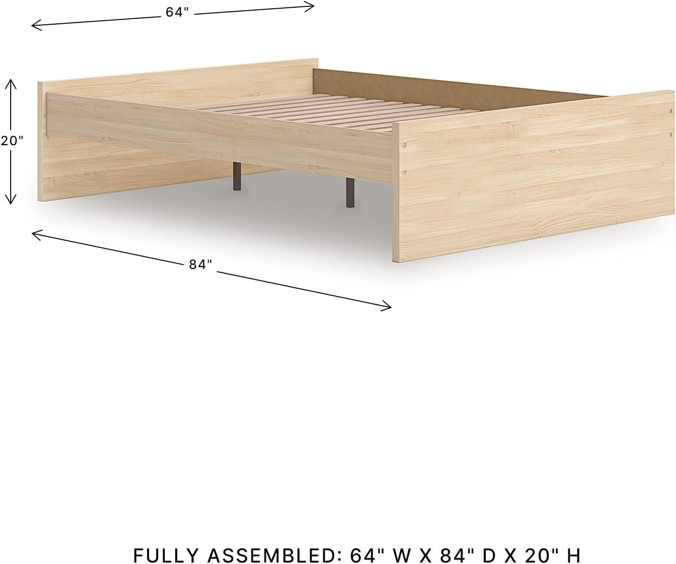 imageSignature Design by Ashley Onita Minimalist 4Drawer Full Platform Bed with 2 Side Storage Foundation or Box Spring Not Needed WhiteLight Brown