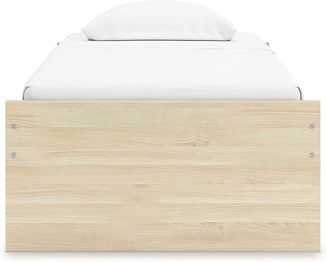 imageSignature Design by Ashley Onita Minimalist 4Drawer Full Platform Bed with 2 Side Storage Foundation or Box Spring Not Needed WhiteLight Brown