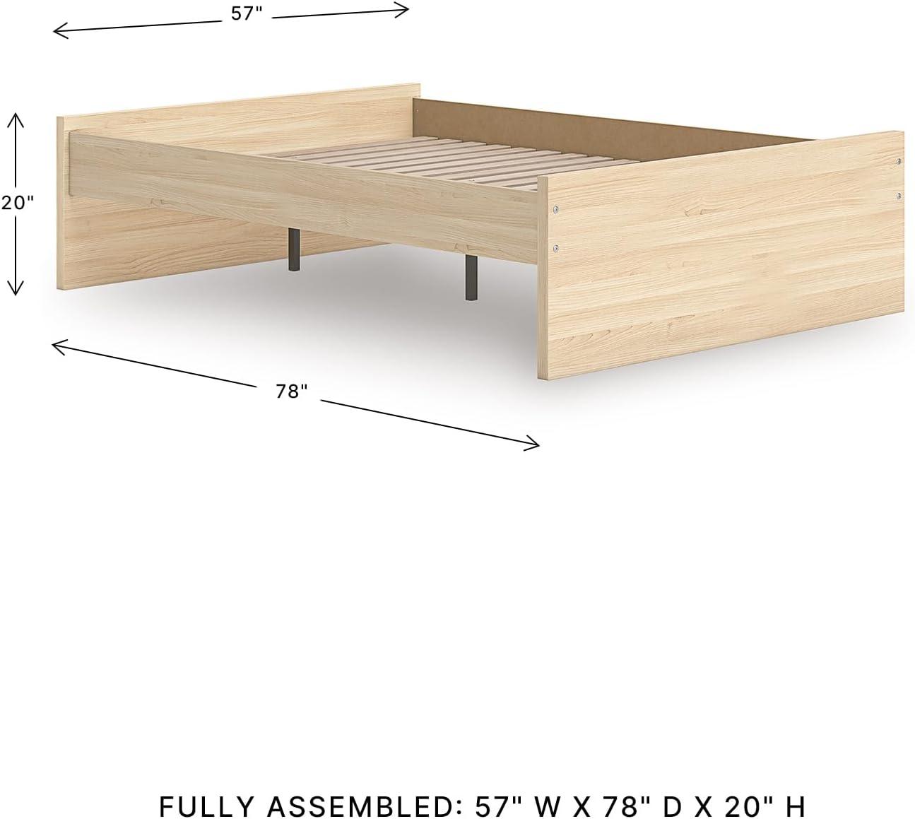 imageSignature Design by Ashley Onita Minimalist 4Drawer Full Platform Bed with 2 Side Storage Foundation or Box Spring Not Needed WhiteLight Brown