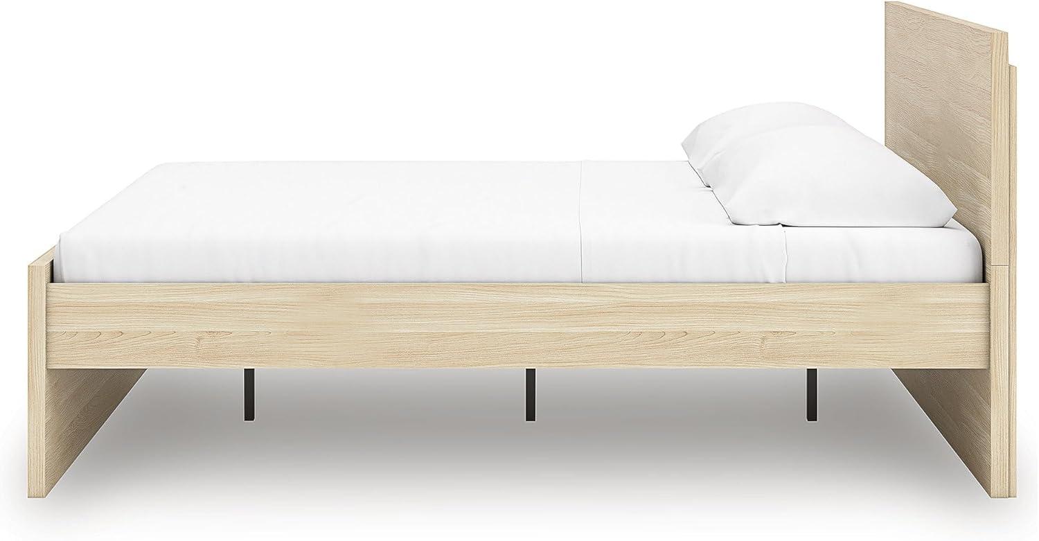 imageSignature Design by Ashley Onita Minimalist 4Drawer Full Platform Bed with 2 Side Storage Foundation or Box Spring Not Needed WhiteLight Brown