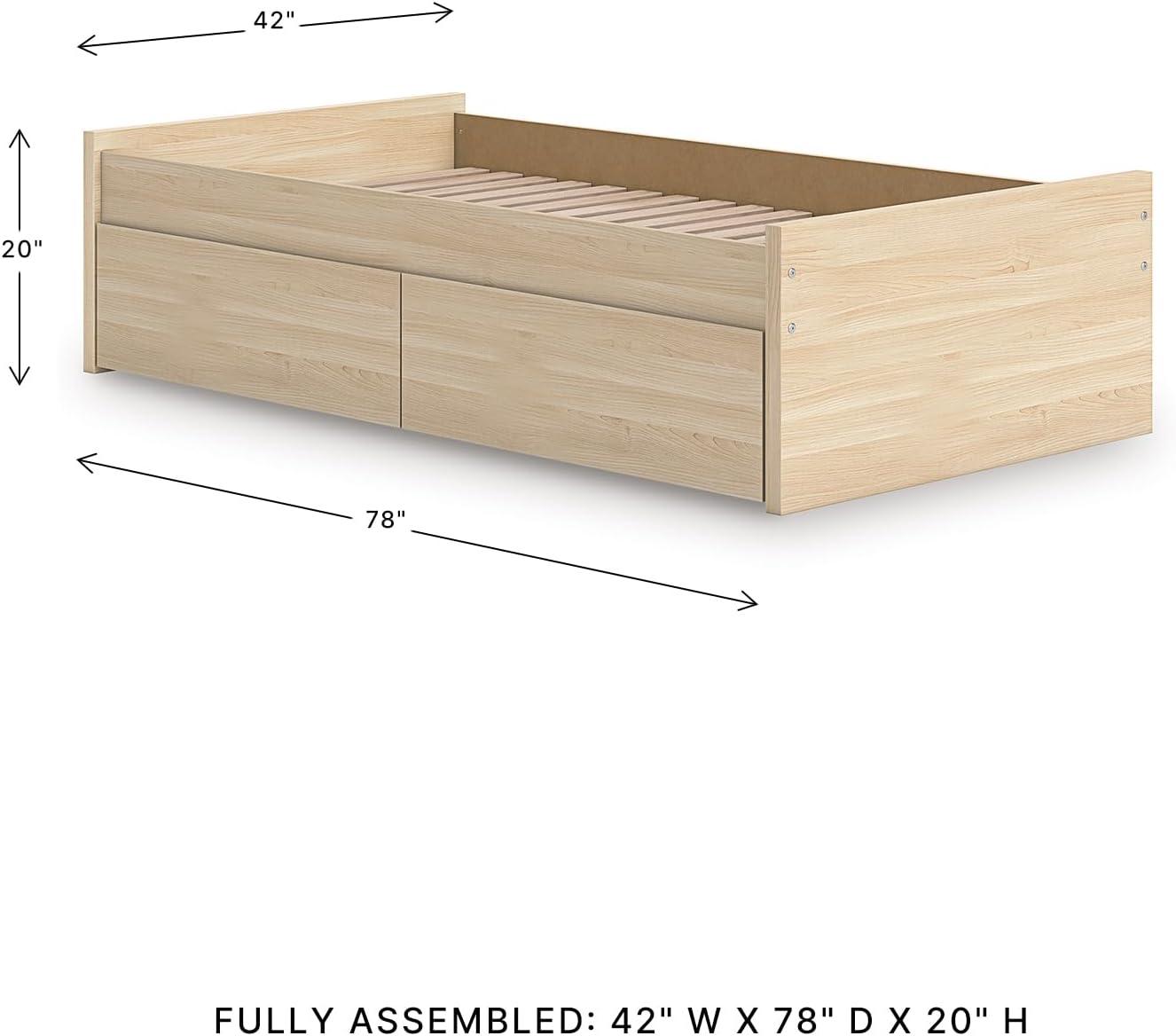 imageSignature Design by Ashley Onita Minimalist 4Drawer Full Platform Bed with 2 Side Storage Foundation or Box Spring Not Needed WhiteLight Brown
