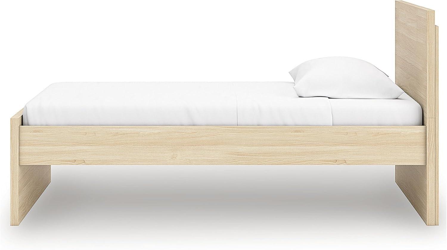 imageSignature Design by Ashley Onita Minimalist 4Drawer Full Platform Bed with 2 Side Storage Foundation or Box Spring Not Needed WhiteLight Brown