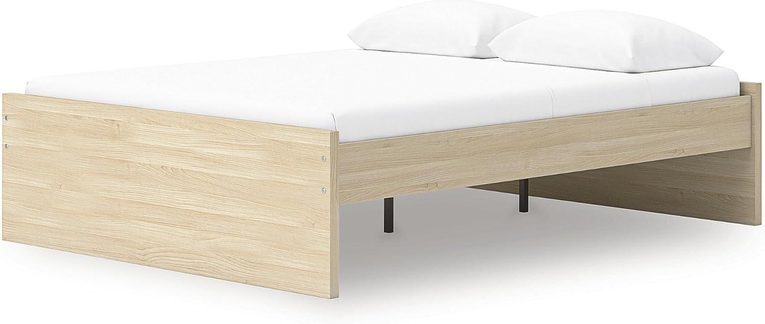 imageSignature Design by Ashley Onita Minimalist 4Drawer Full Platform Bed with 2 Side Storage Foundation or Box Spring Not Needed WhiteLight Brown