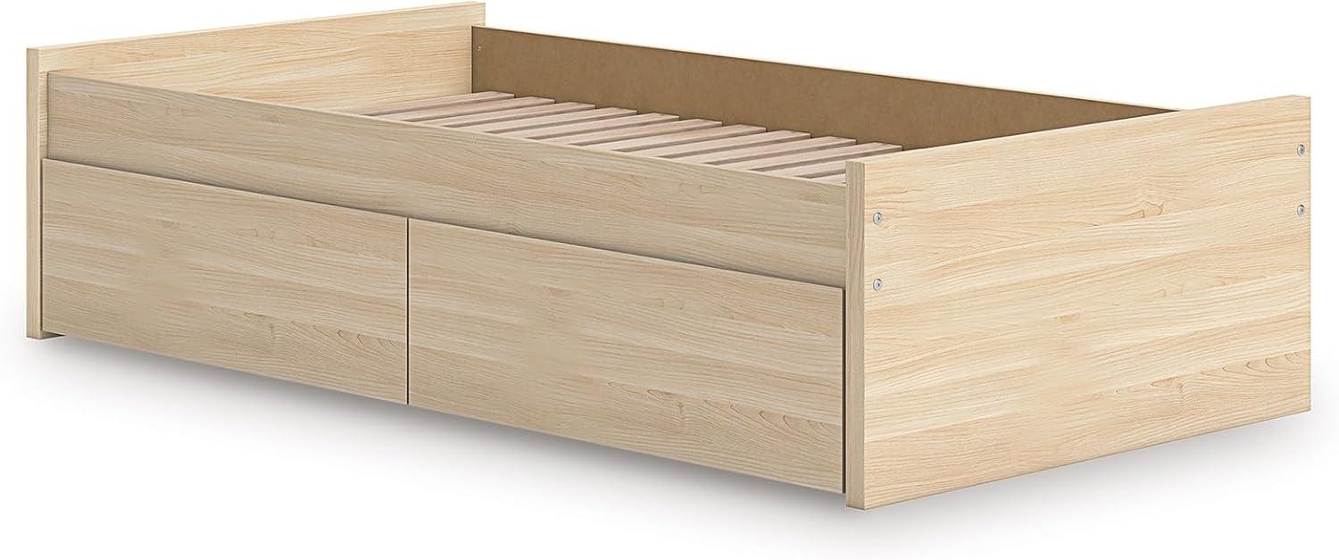 imageSignature Design by Ashley Onita Minimalist 4Drawer Full Platform Bed with 2 Side Storage Foundation or Box Spring Not Needed WhiteLight Brown