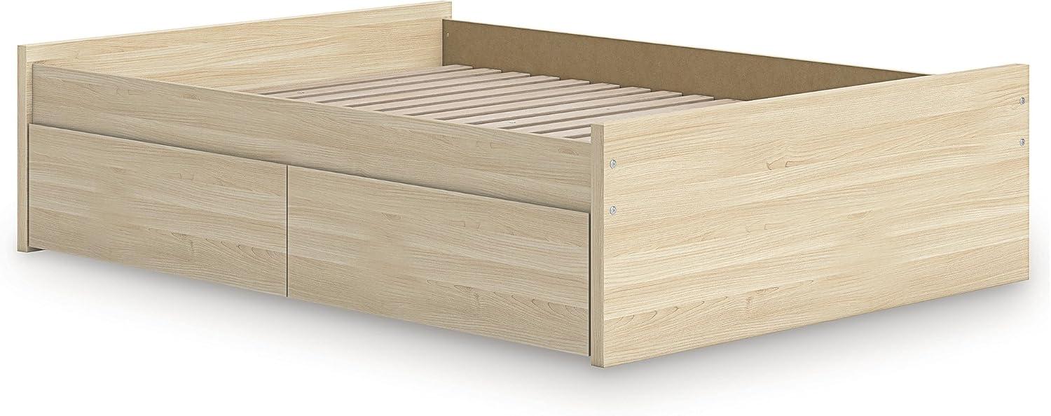 imageSignature Design by Ashley Onita Minimalist 4Drawer Full Platform Bed with 2 Side Storage Foundation or Box Spring Not Needed WhiteLight Brown