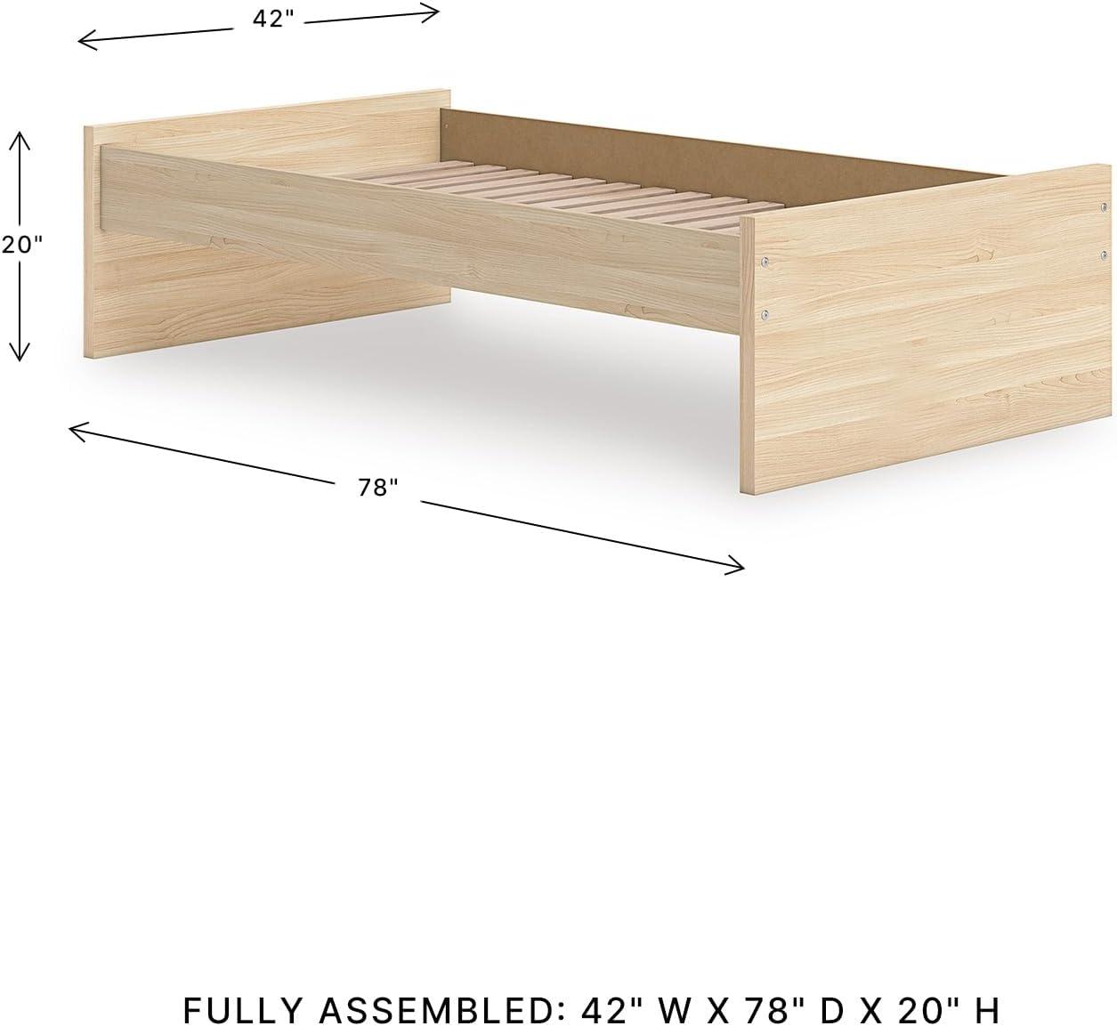 imageSignature Design by Ashley Onita Minimalist 4Drawer Full Platform Bed with 2 Side Storage Foundation or Box Spring Not Needed WhiteLight Brown