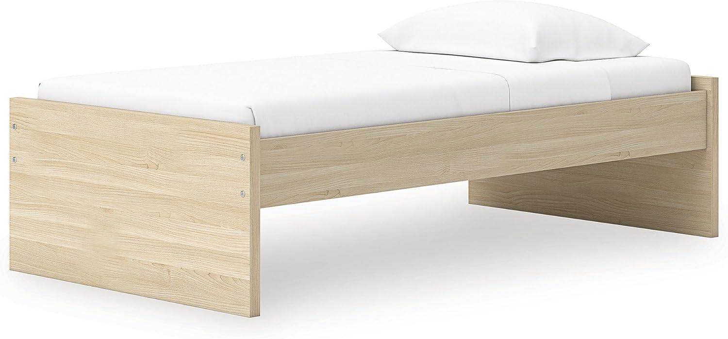 imageSignature Design by Ashley Onita Minimalist 4Drawer Full Platform Bed with 2 Side Storage Foundation or Box Spring Not Needed WhiteLight Brown