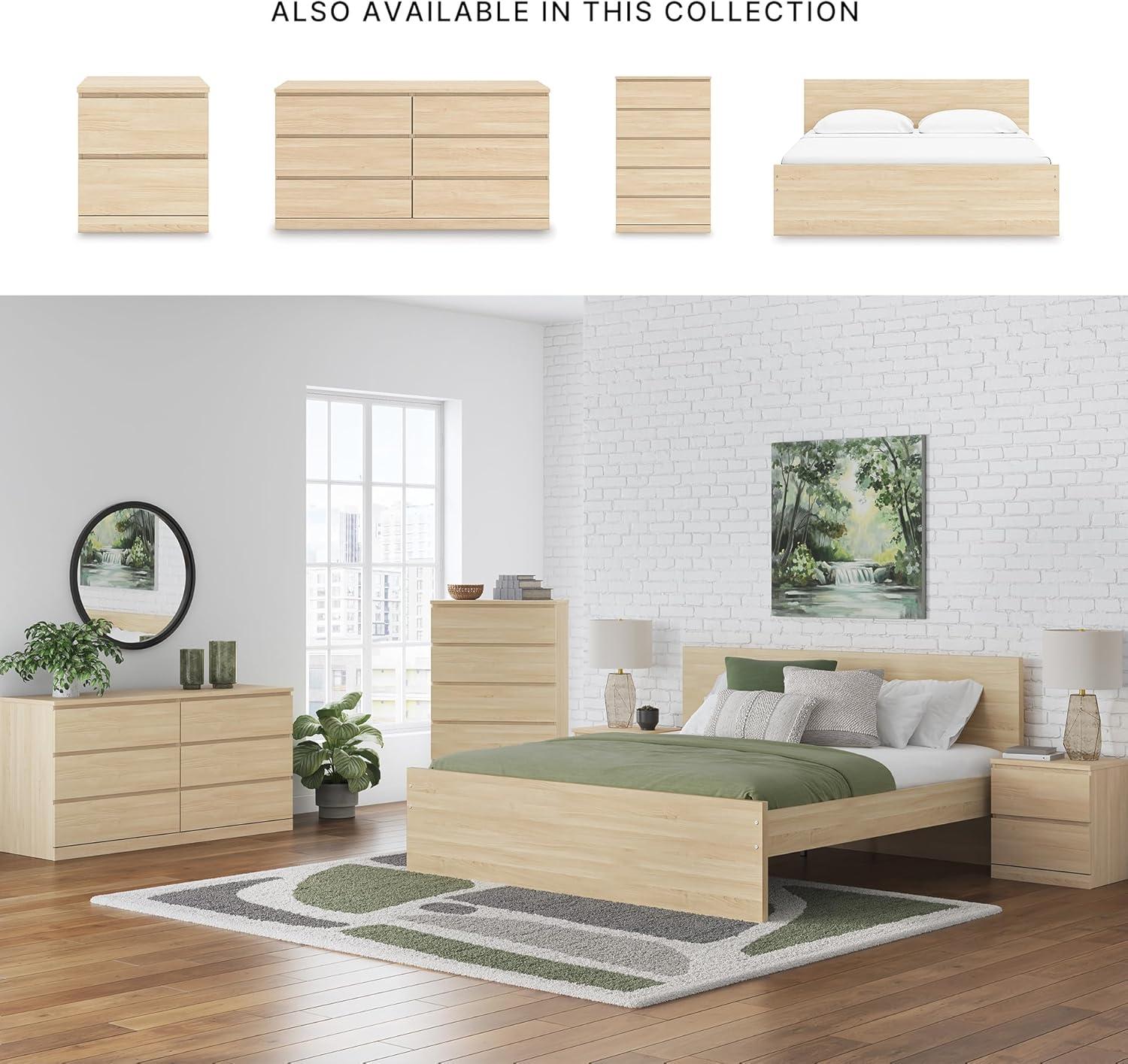 imageSignature Design by Ashley Onita Minimalist 4Drawer Full Platform Bed with 2 Side Storage Foundation or Box Spring Not Needed WhiteLight Brown