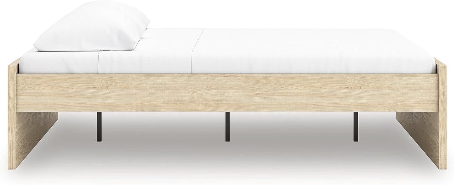imageSignature Design by Ashley Onita Minimalist 4Drawer Full Platform Bed with 2 Side Storage Foundation or Box Spring Not Needed WhiteLight Brown