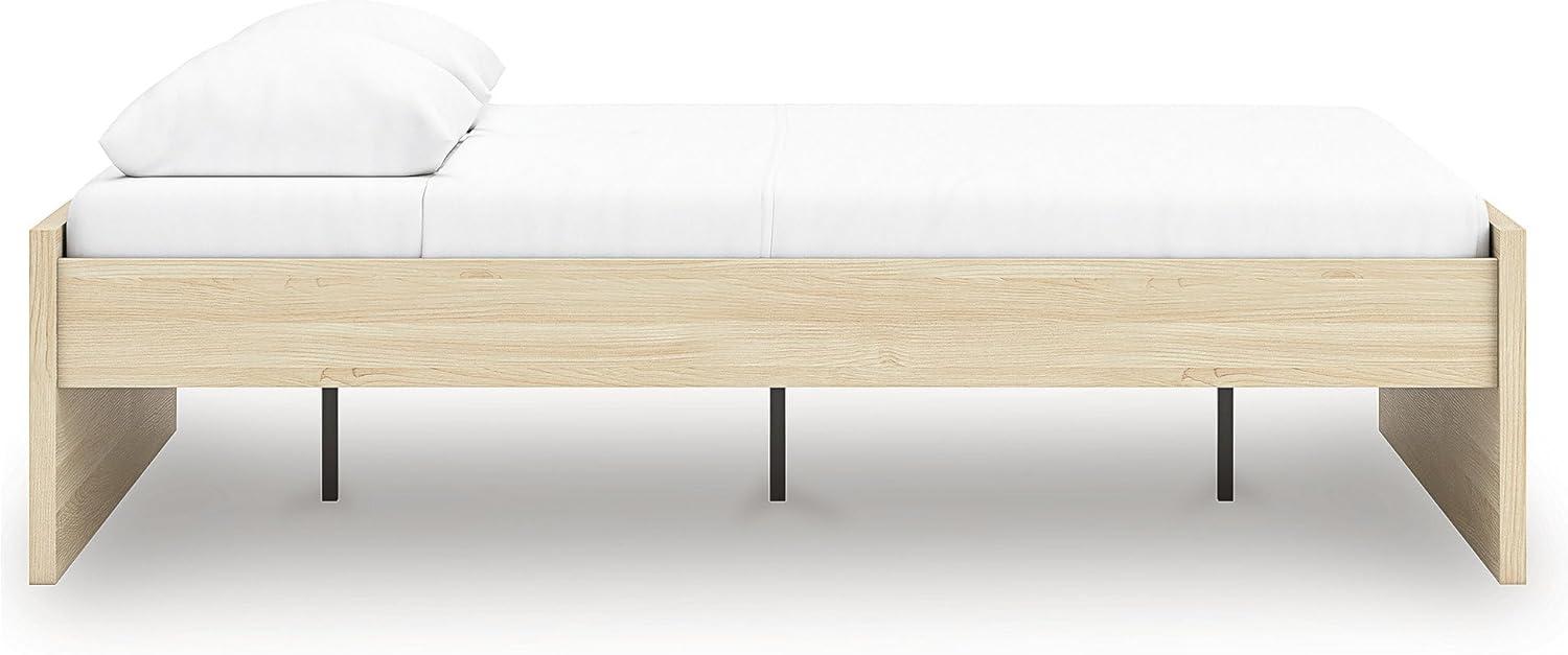 imageSignature Design by Ashley Onita Minimalist 4Drawer Full Platform Bed with 2 Side Storage Foundation or Box Spring Not Needed WhiteLight Brown