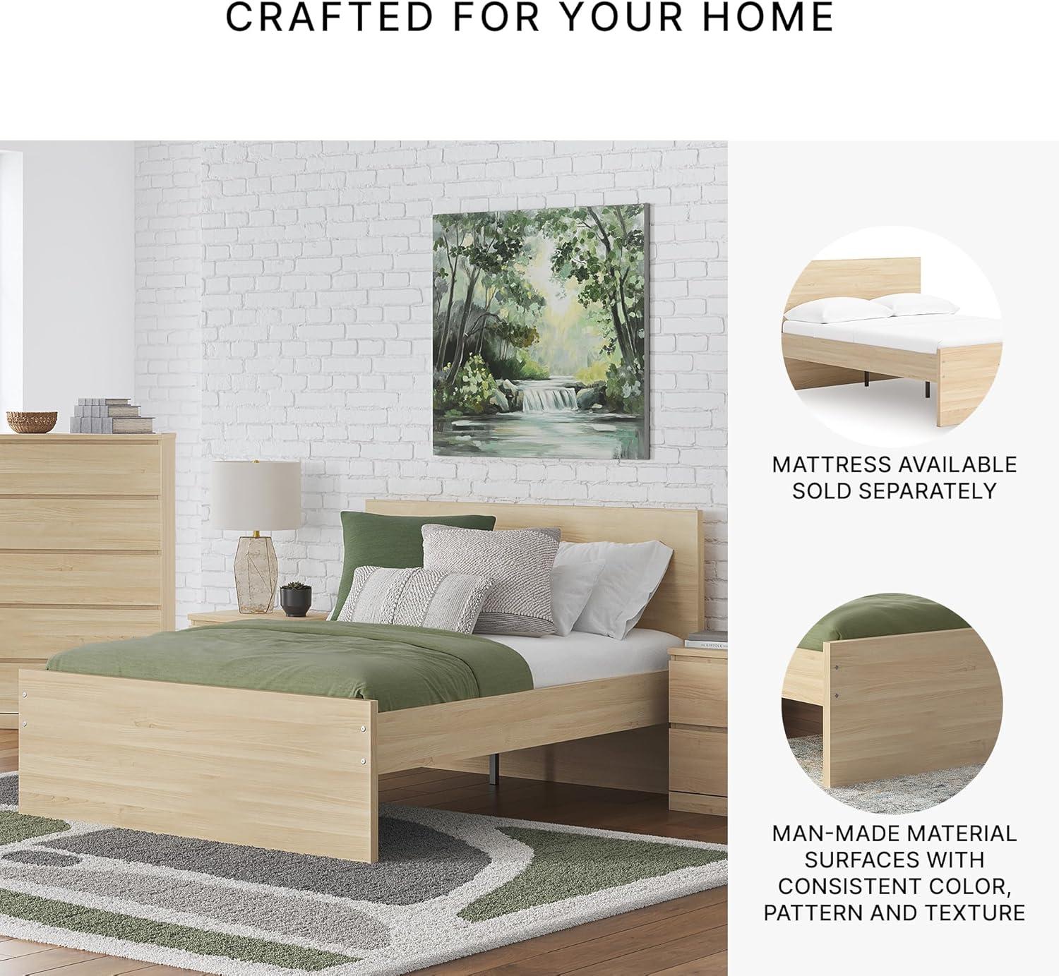 imageSignature Design by Ashley Onita Minimalist 4Drawer Full Platform Bed with 2 Side Storage Foundation or Box Spring Not Needed WhiteLight Brown