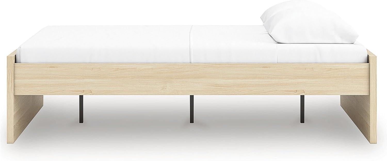 imageSignature Design by Ashley Onita Minimalist 4Drawer Full Platform Bed with 2 Side Storage Foundation or Box Spring Not Needed WhiteLight Brown