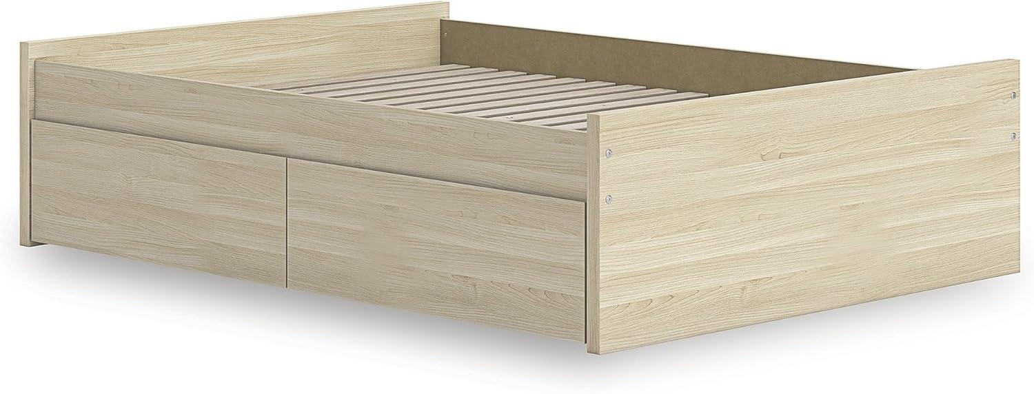 imageSignature Design by Ashley Onita Minimalist 4Drawer Full Platform Bed with 2 Side Storage Foundation or Box Spring Not Needed WhiteLight Brown