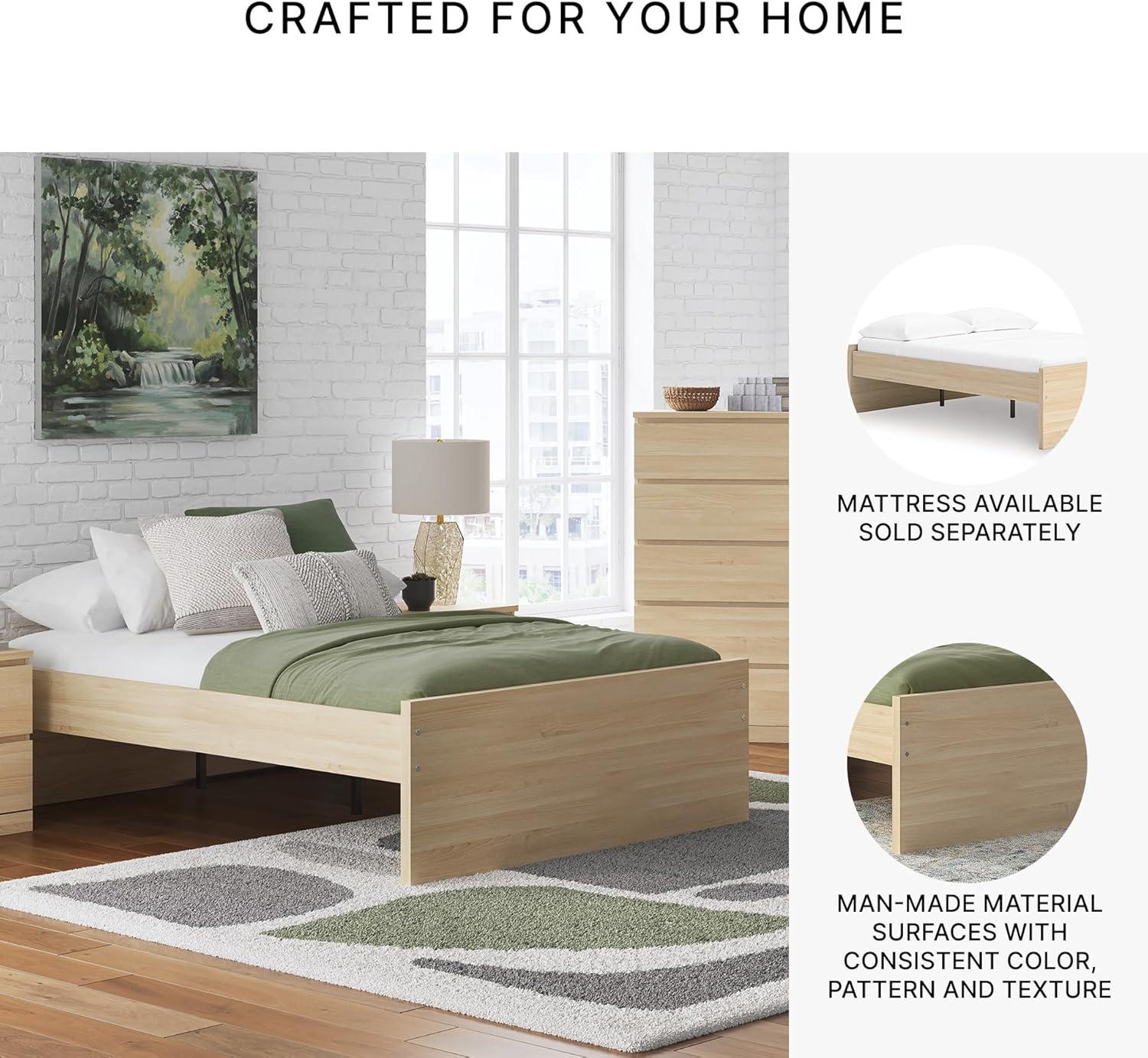 imageSignature Design by Ashley Onita Minimalist 4Drawer Full Platform Bed with 2 Side Storage Foundation or Box Spring Not Needed WhiteLight Brown