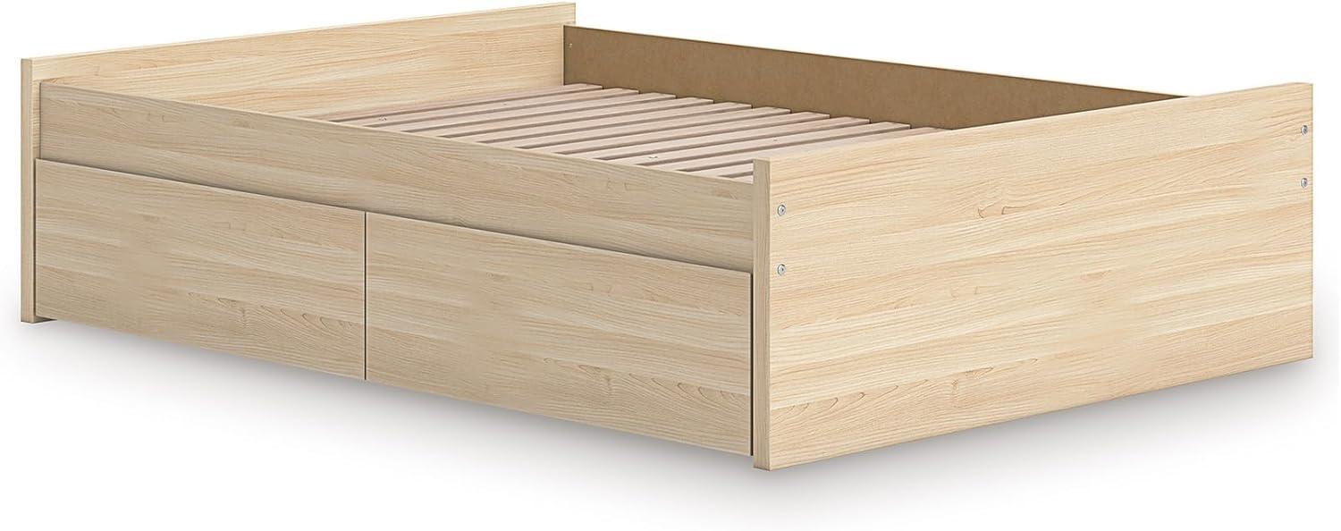 imageSignature Design by Ashley Onita Minimalist 4Drawer Full Platform Bed with 2 Side Storage Foundation or Box Spring Not Needed WhiteLight Brown