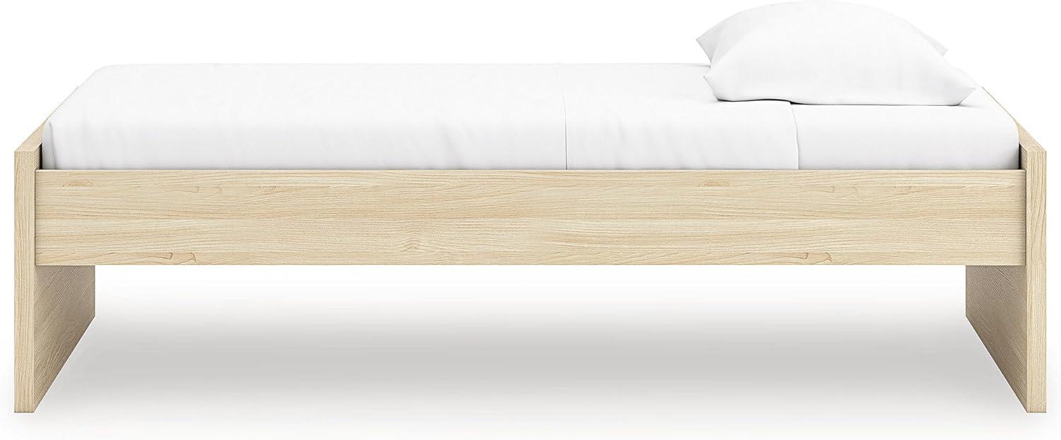 imageSignature Design by Ashley Onita Minimalist 4Drawer Full Platform Bed with 2 Side Storage Foundation or Box Spring Not Needed WhiteLight Brown