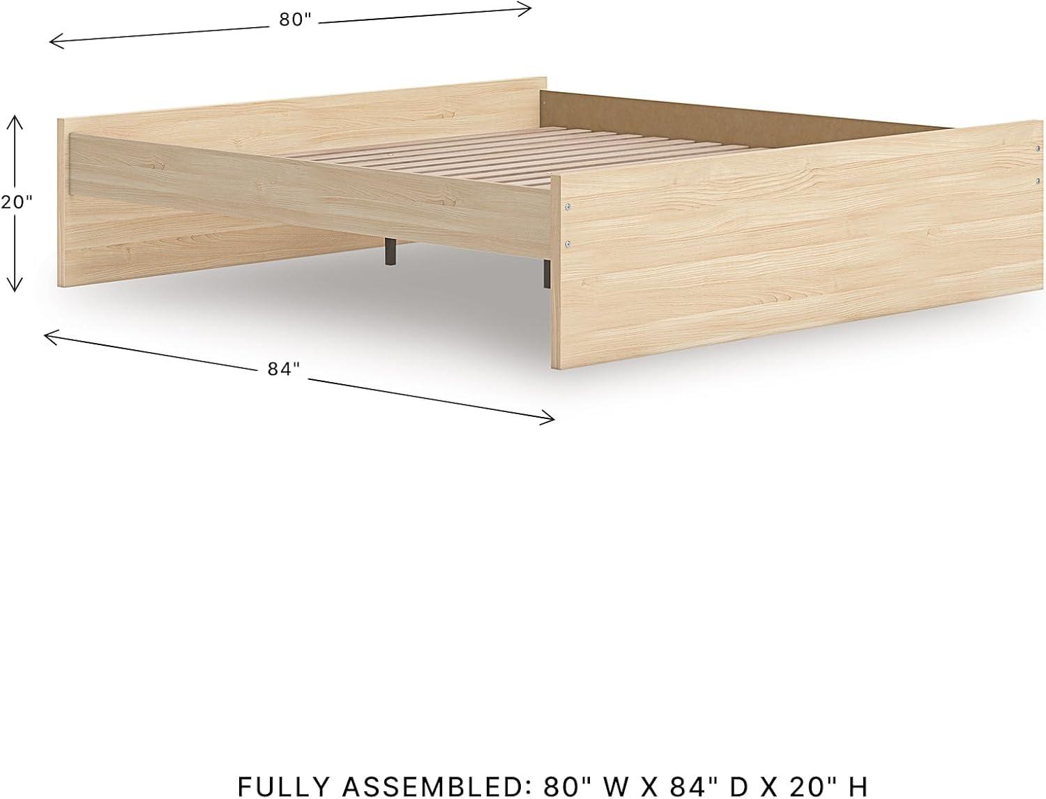 imageSignature Design by Ashley Onita Minimalist 4Drawer Full Platform Bed with 2 Side Storage Foundation or Box Spring Not Needed WhiteLight Brown