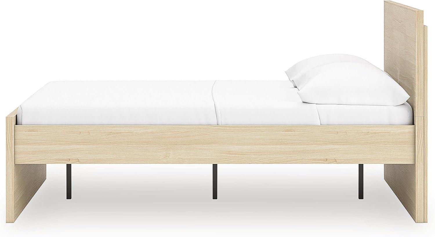 imageSignature Design by Ashley Onita Minimalist 4Drawer Full Platform Bed with 2 Side Storage Foundation or Box Spring Not Needed WhiteLight Brown