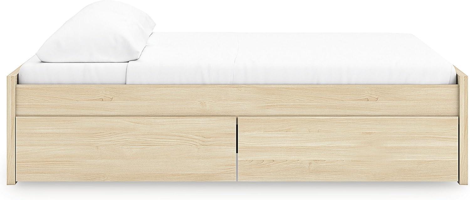 imageSignature Design by Ashley Onita Minimalist 4Drawer Full Platform Bed with 2 Side Storage Foundation or Box Spring Not Needed WhiteLight Brown