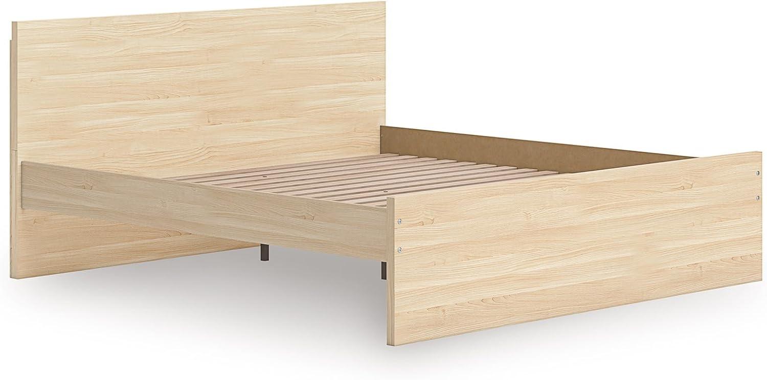 imageSignature Design by Ashley Onita Minimalist 4Drawer Full Platform Bed with 2 Side Storage Foundation or Box Spring Not Needed WhiteLight Brown