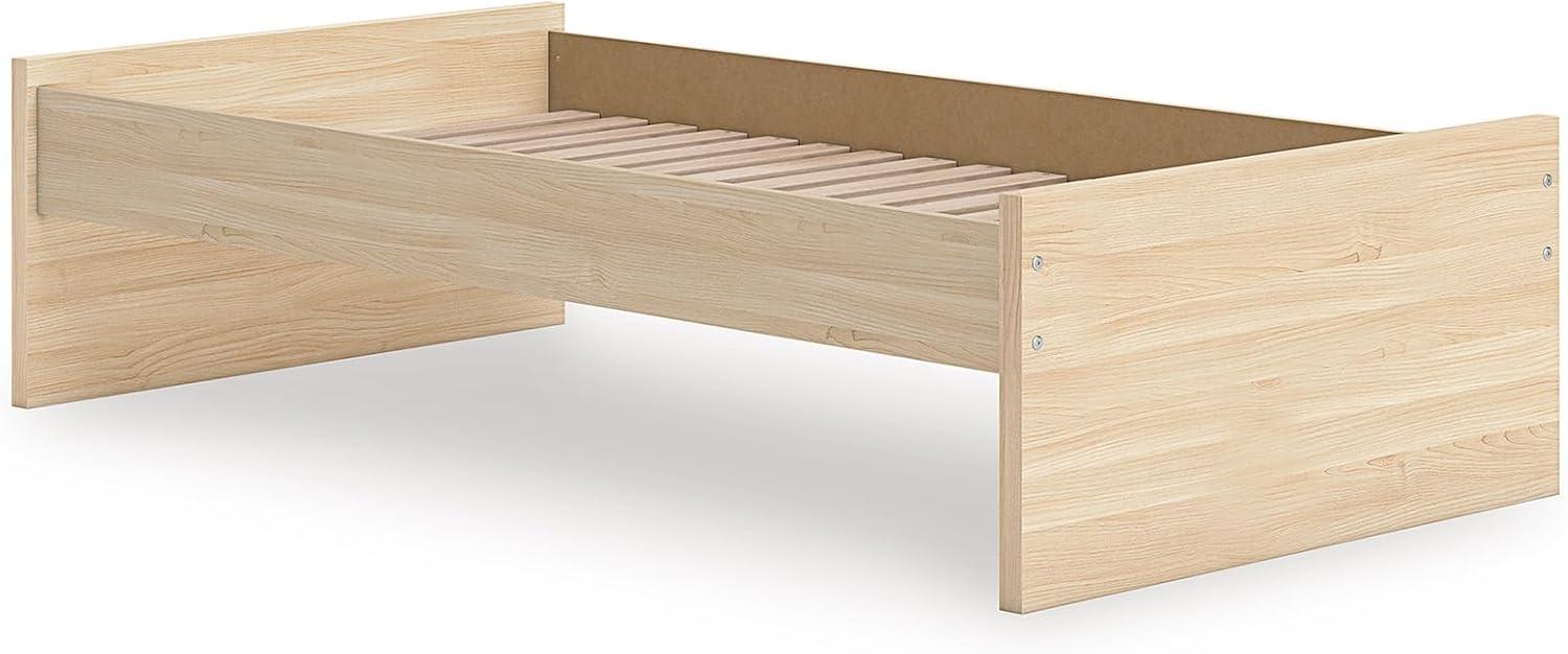 imageSignature Design by Ashley Onita Minimalist 4Drawer Full Platform Bed with 2 Side Storage Foundation or Box Spring Not Needed WhiteLight Brown