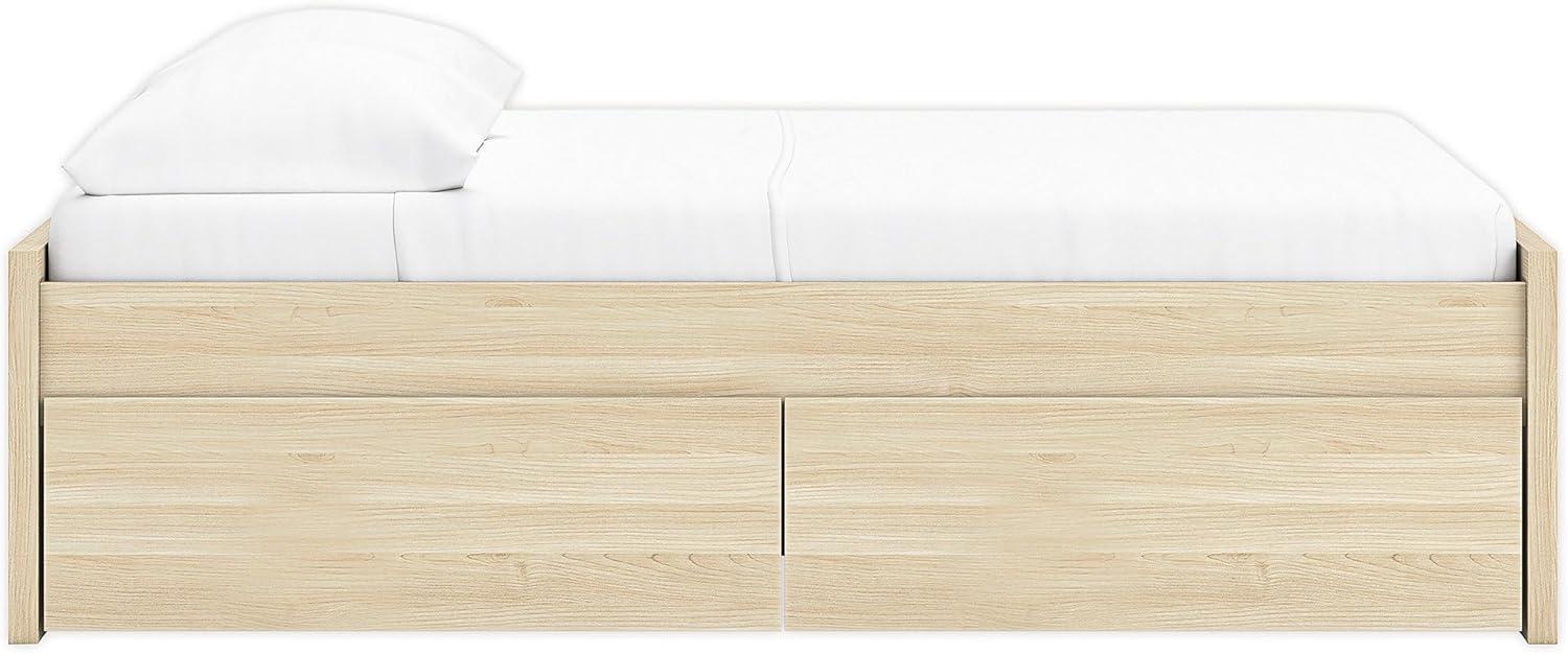 imageSignature Design by Ashley Onita Minimalist 4Drawer Full Platform Bed with 2 Side Storage Foundation or Box Spring Not Needed WhiteLight Brown