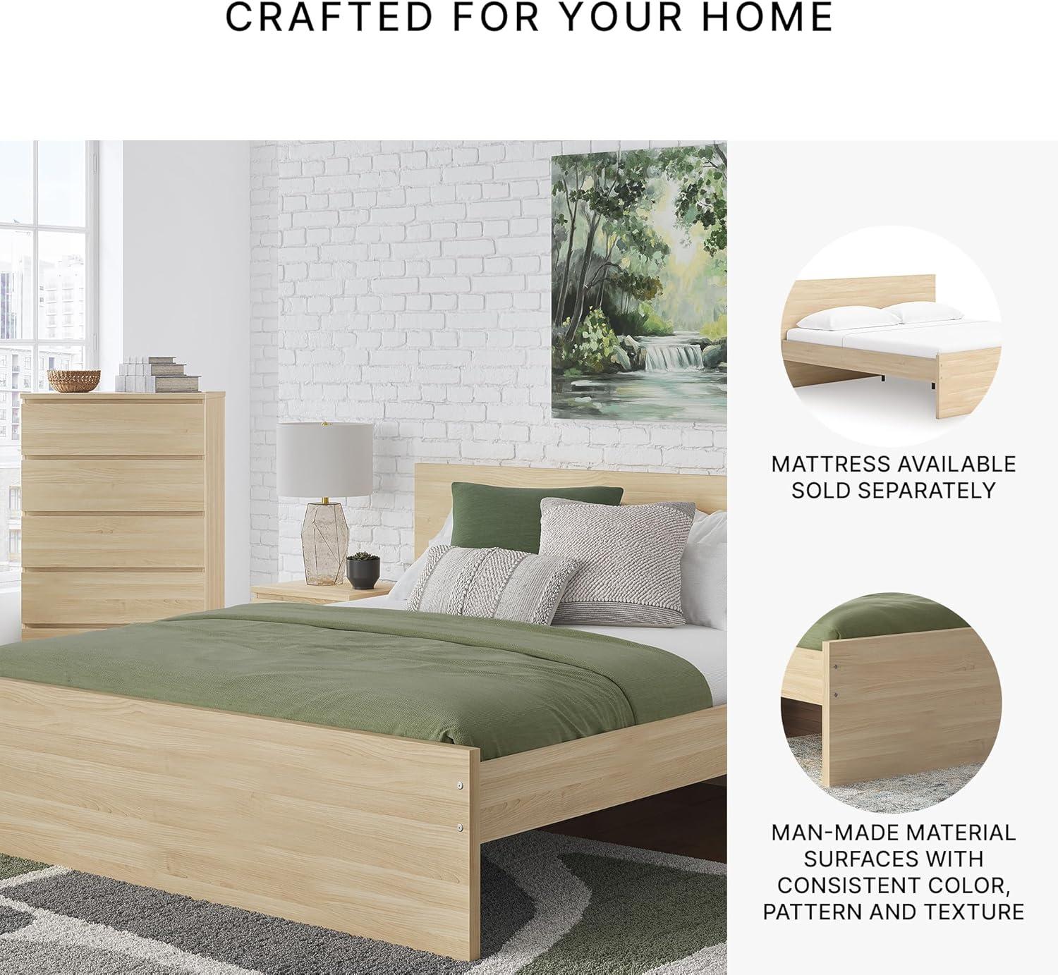 imageSignature Design by Ashley Onita Minimalist 4Drawer Full Platform Bed with 2 Side Storage Foundation or Box Spring Not Needed WhiteLight Brown