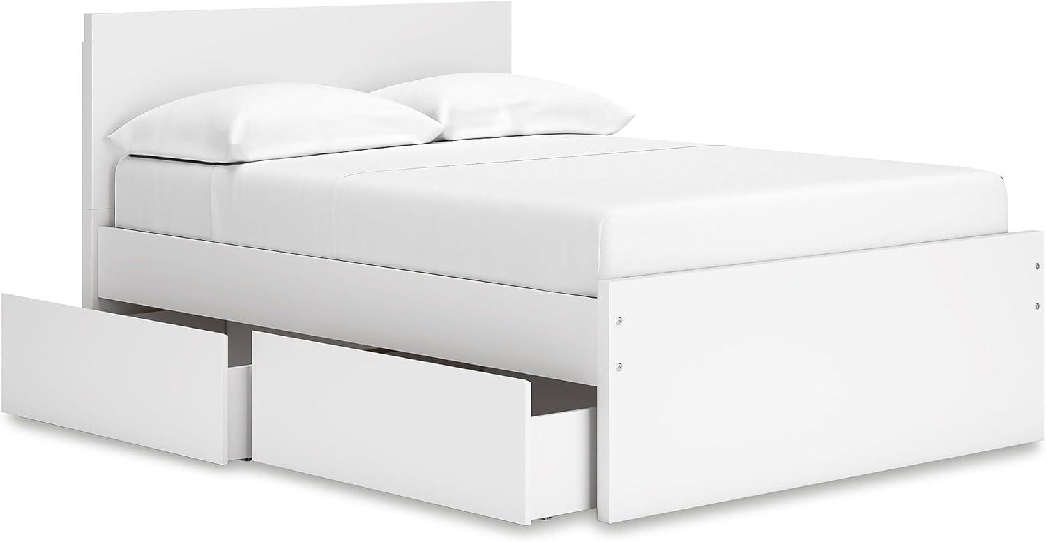 imageSignature Design by Ashley Onita Minimalist 4Drawer Full Platform Bed with 2 Side Storage Foundation or Box Spring Not Needed WhiteWhite