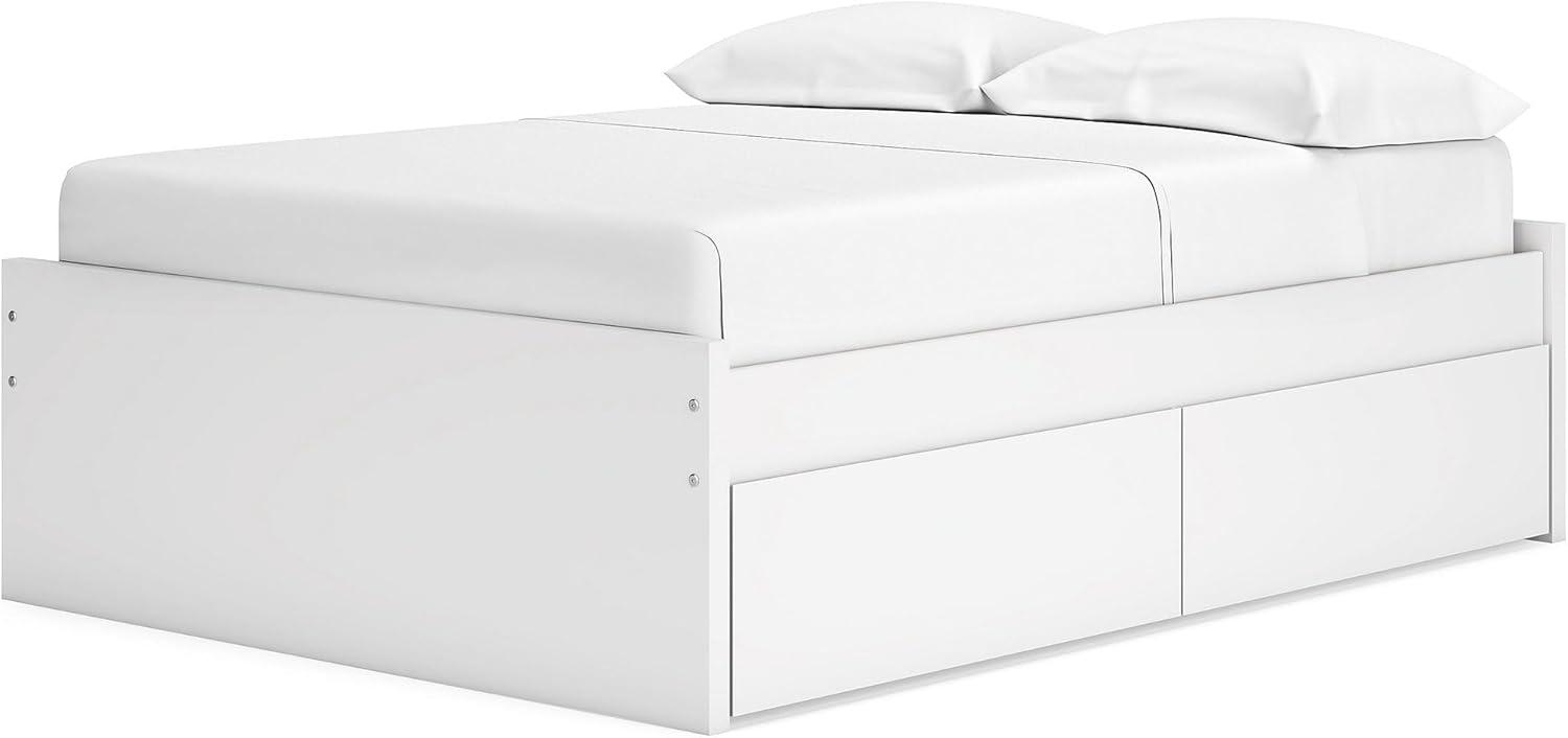 imageSignature Design by Ashley Onita Minimalist 4Drawer Full Platform Bed with 2 Side Storage Foundation or Box Spring Not Needed WhiteWhite