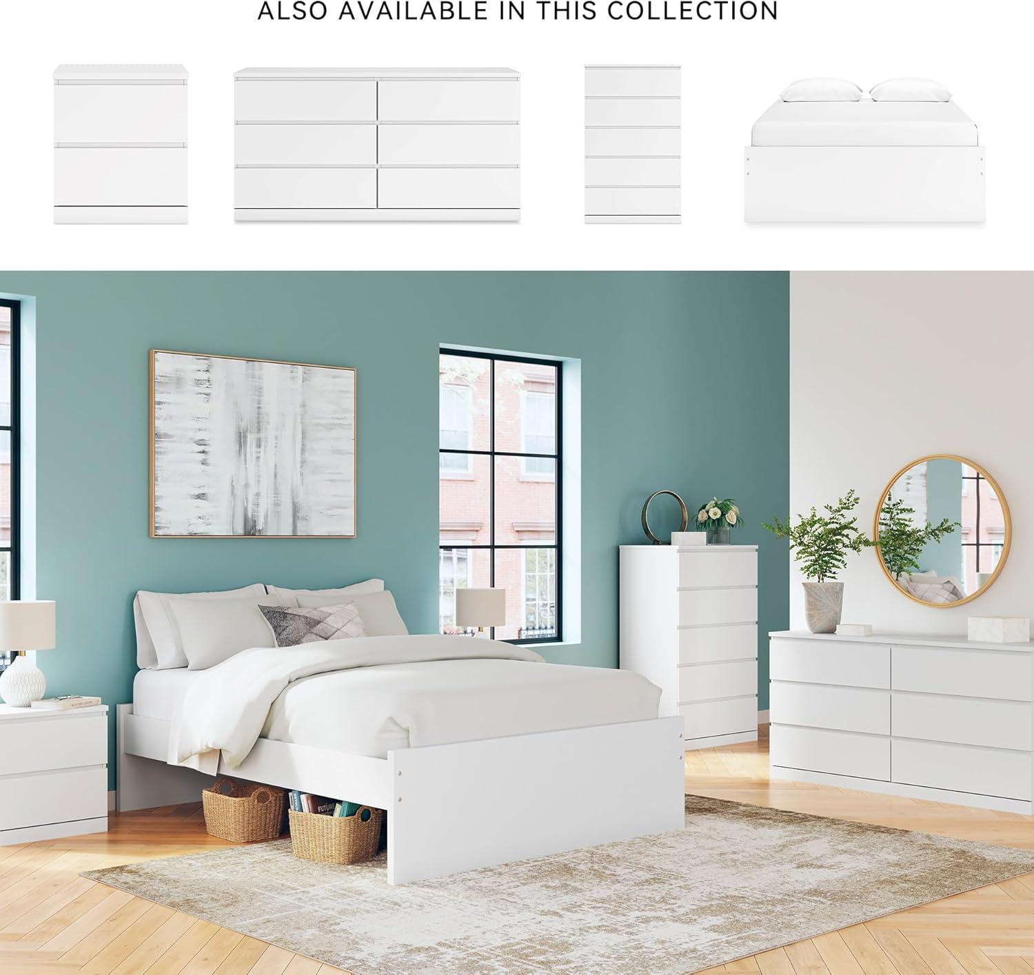 imageSignature Design by Ashley Onita Minimalist 4Drawer Full Platform Bed with 2 Side Storage Foundation or Box Spring Not Needed WhiteWhite