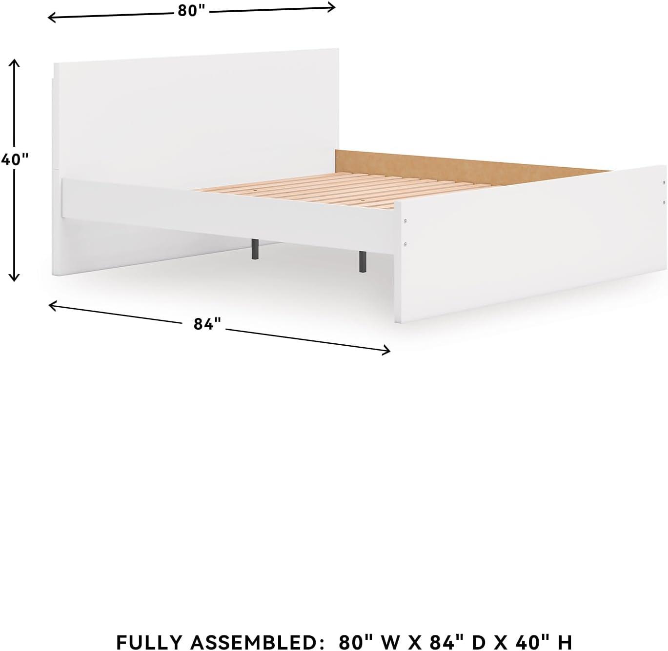 imageSignature Design by Ashley Onita Minimalist 4Drawer Full Platform Bed with 2 Side Storage Foundation or Box Spring Not Needed WhiteWhite