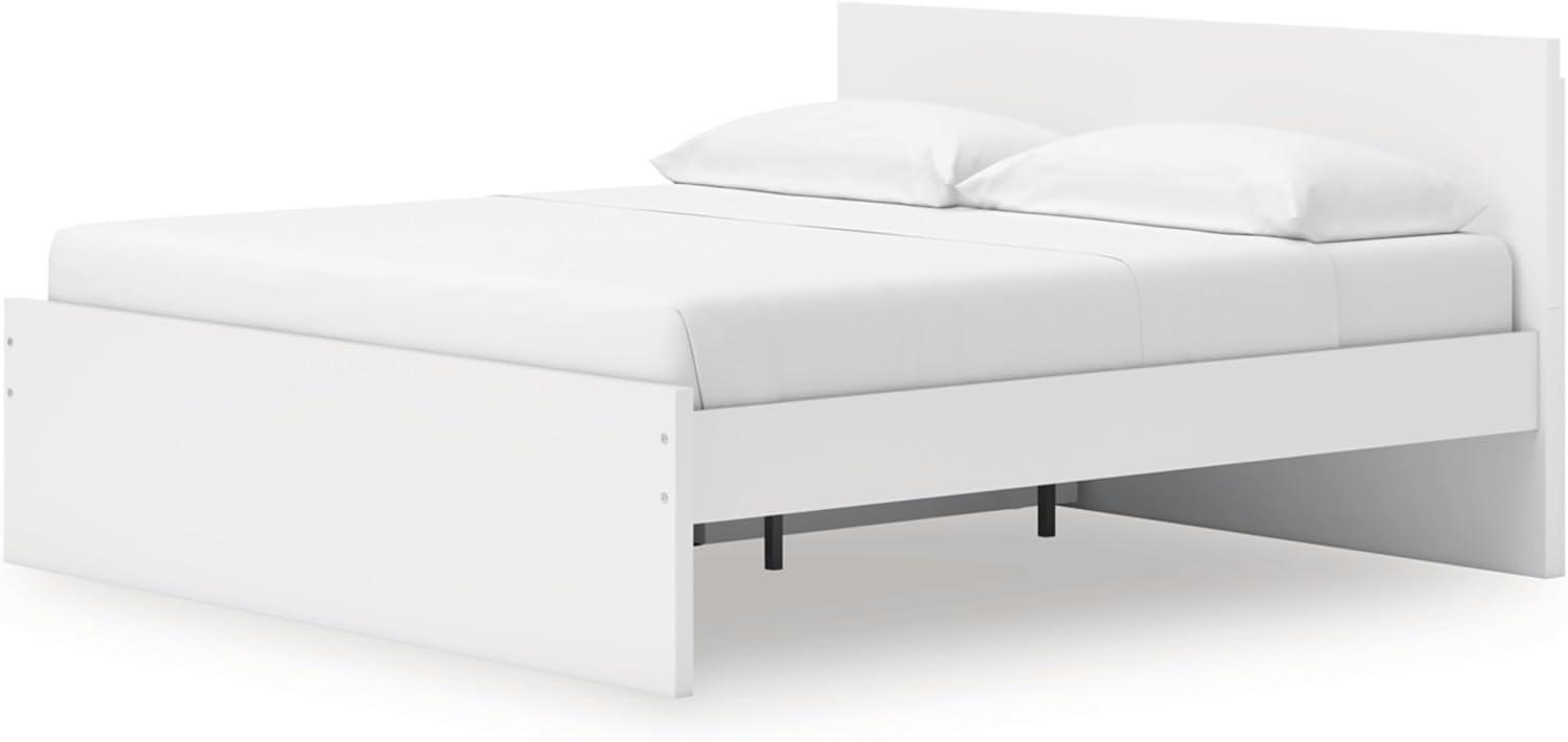 imageSignature Design by Ashley Onita Minimalist 4Drawer Full Platform Bed with 2 Side Storage Foundation or Box Spring Not Needed WhiteWhite