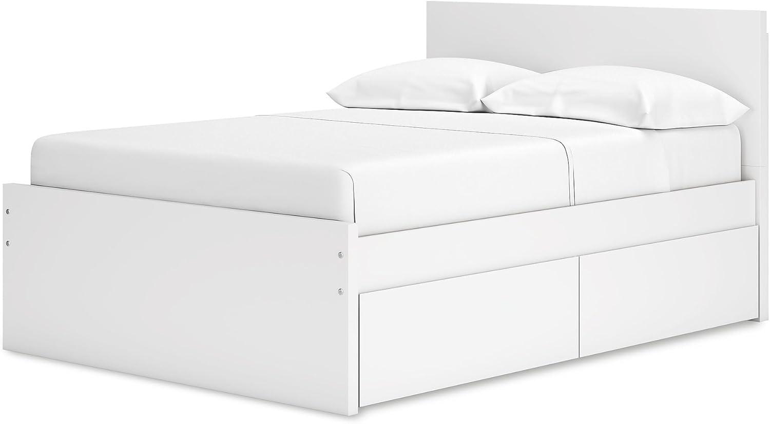 imageSignature Design by Ashley Onita Minimalist 4Drawer Full Platform Bed with 2 Side Storage Foundation or Box Spring Not Needed WhiteWhite