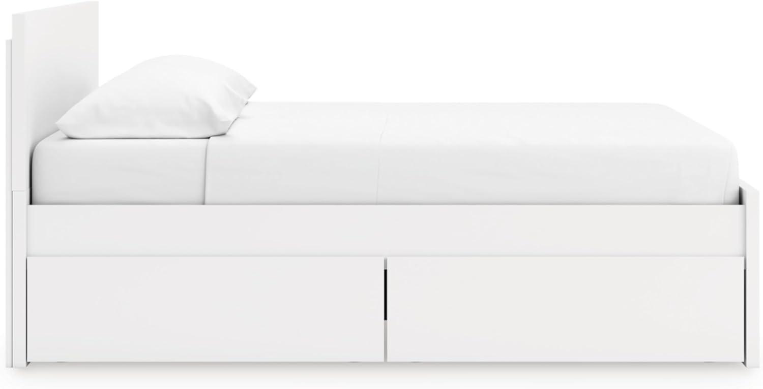 imageSignature Design by Ashley Onita Minimalist 4Drawer Full Platform Bed with 2 Side Storage Foundation or Box Spring Not Needed WhiteWhite