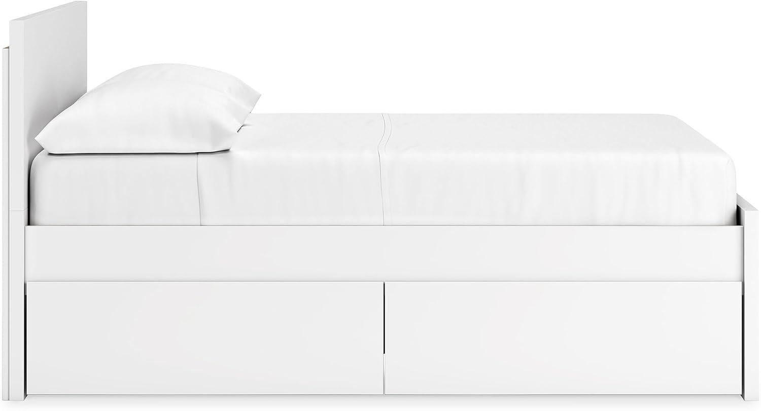 imageSignature Design by Ashley Onita Minimalist 4Drawer Full Platform Bed with 2 Side Storage Foundation or Box Spring Not Needed WhiteWhite