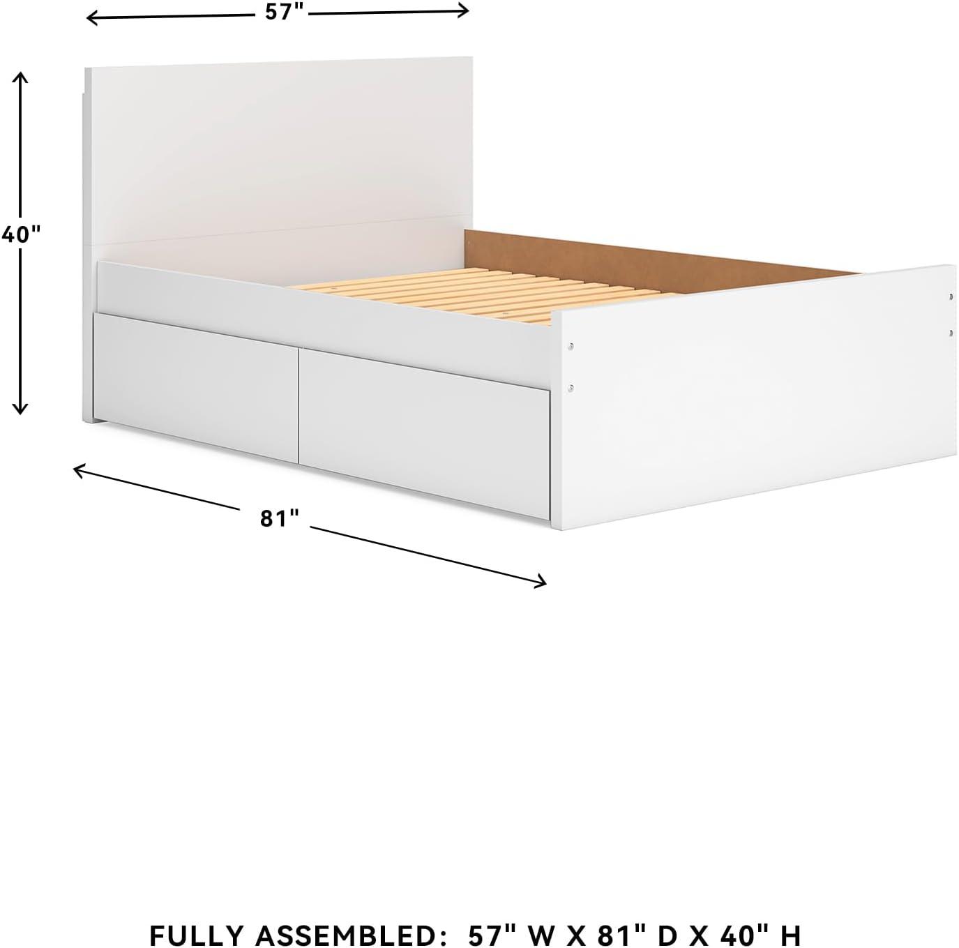 imageSignature Design by Ashley Onita Minimalist 4Drawer Full Platform Bed with 2 Side Storage Foundation or Box Spring Not Needed WhiteWhite